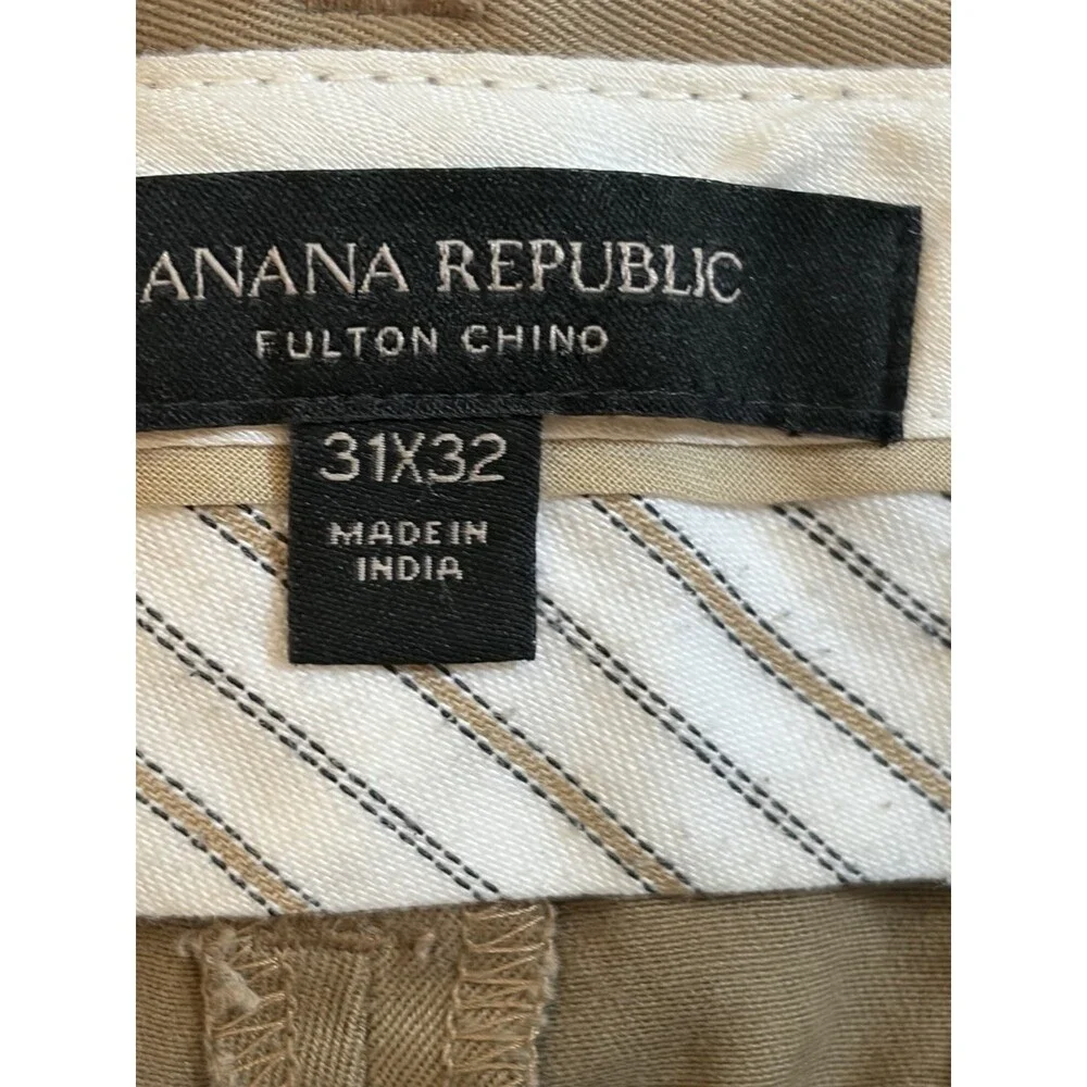 Banana Republic Pants Men's 31x32 Tan Fulton Chino Flat Front